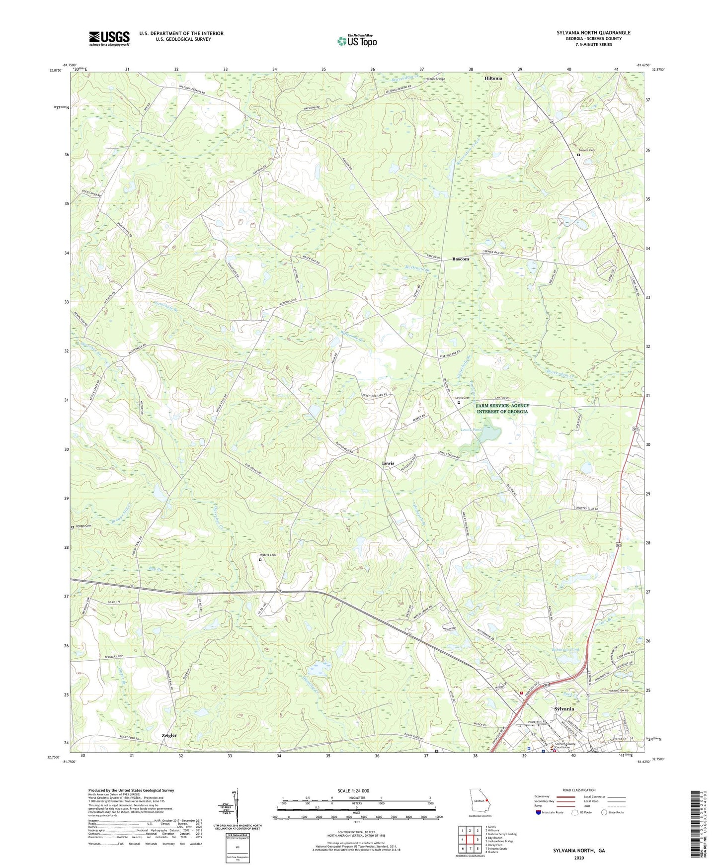 Sylvania North Georgia US Topo Map Image