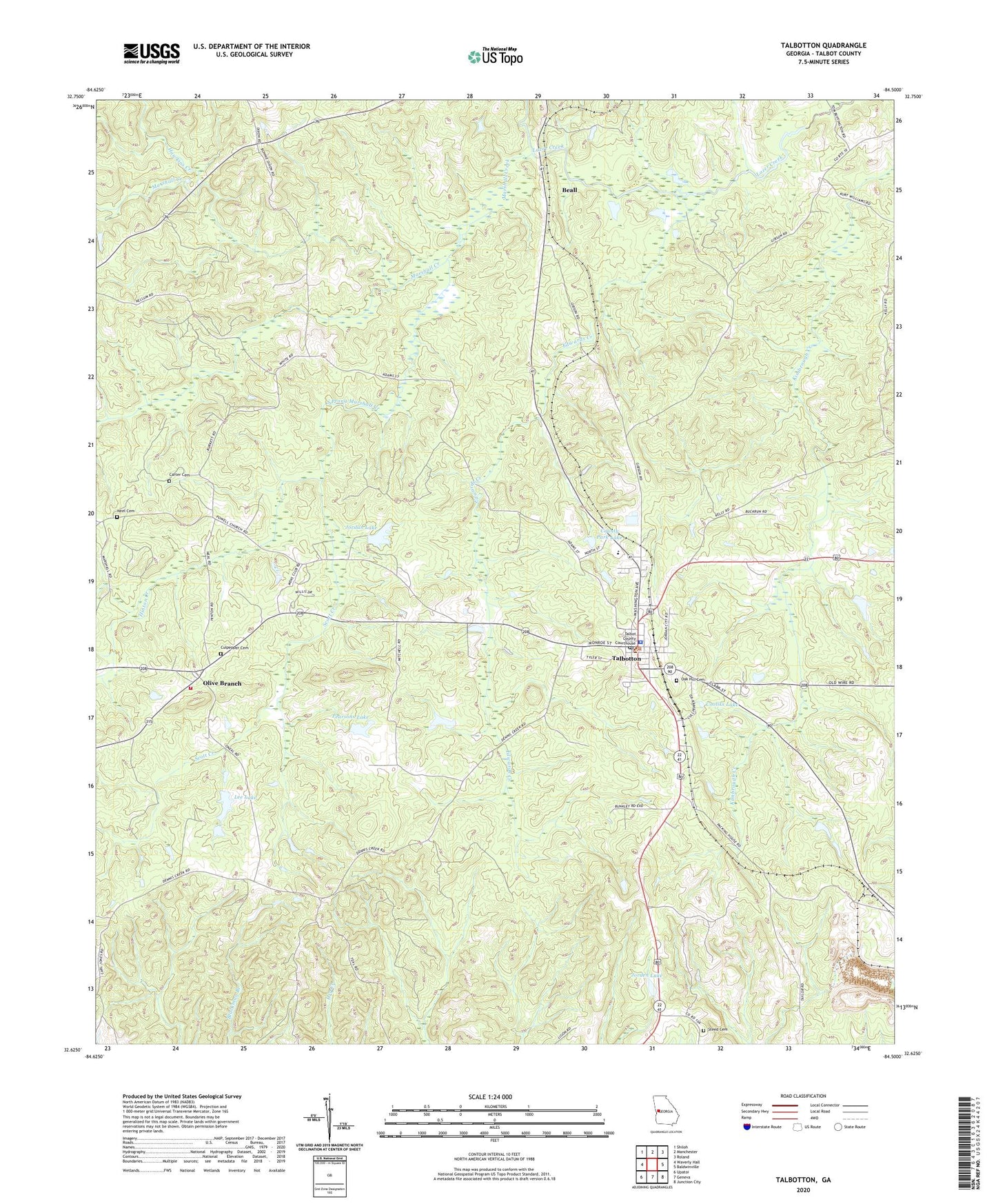 Talbotton Georgia US Topo Map Image