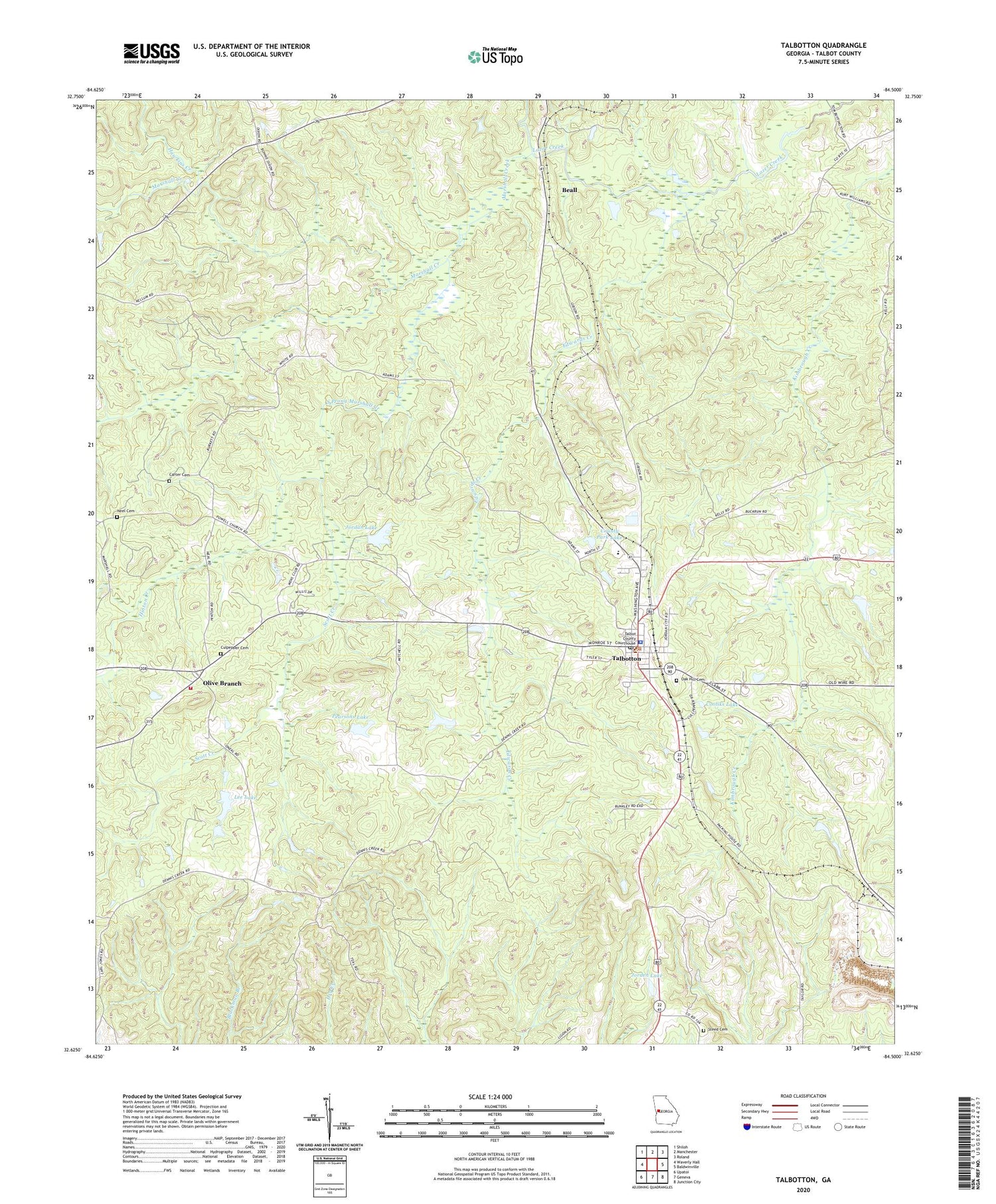 Talbotton Georgia US Topo Map Image