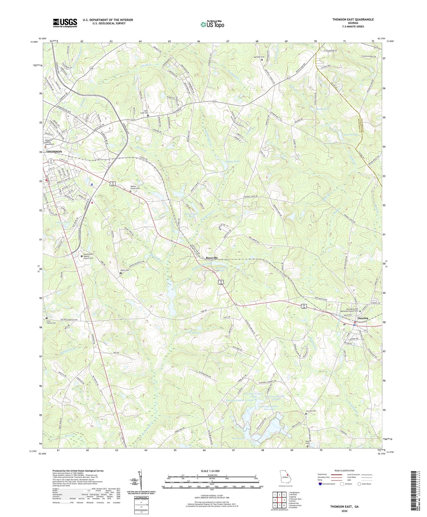 Thomson East Georgia US Topo Map Image