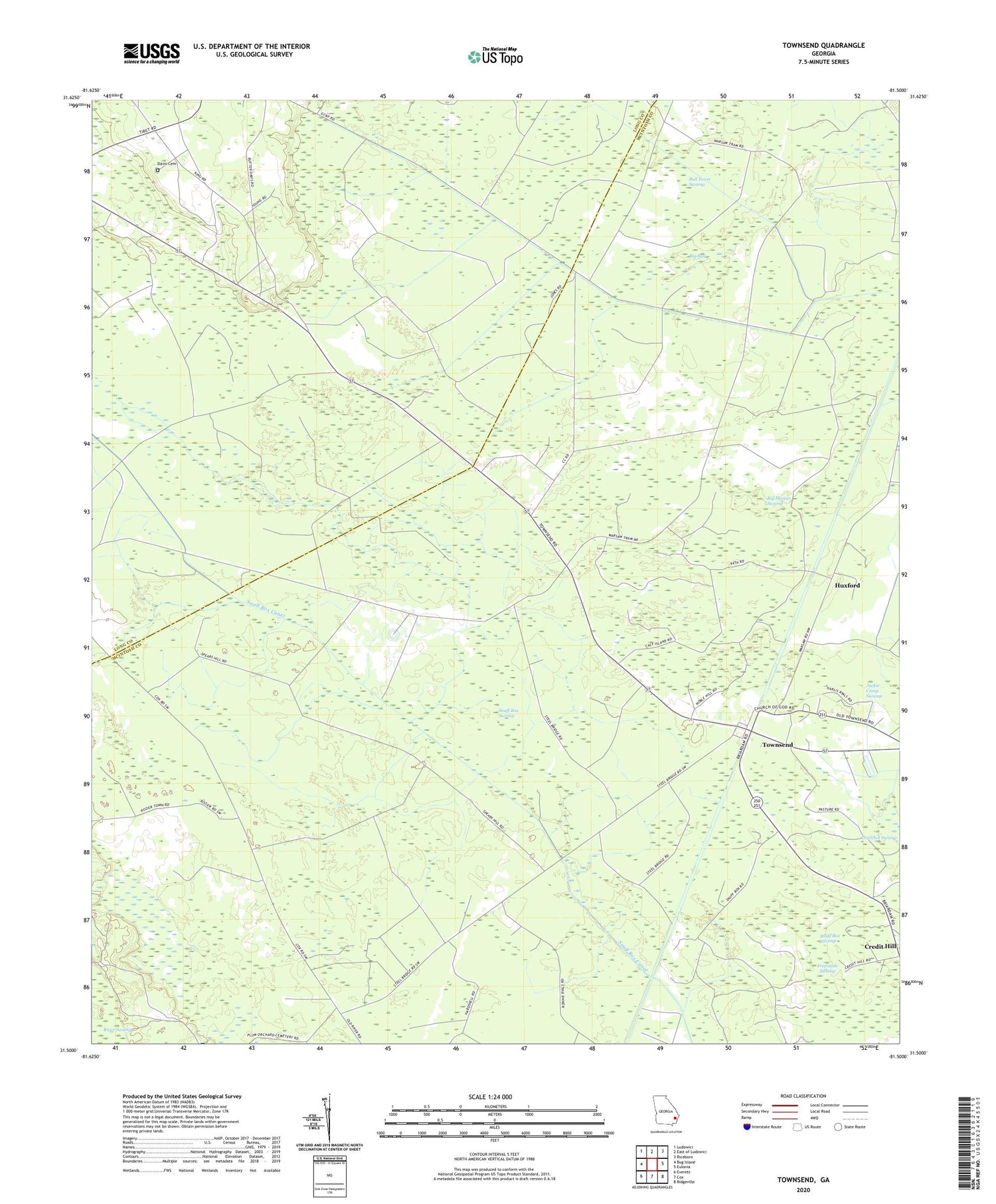 Townsend Georgia US Topo Map Image