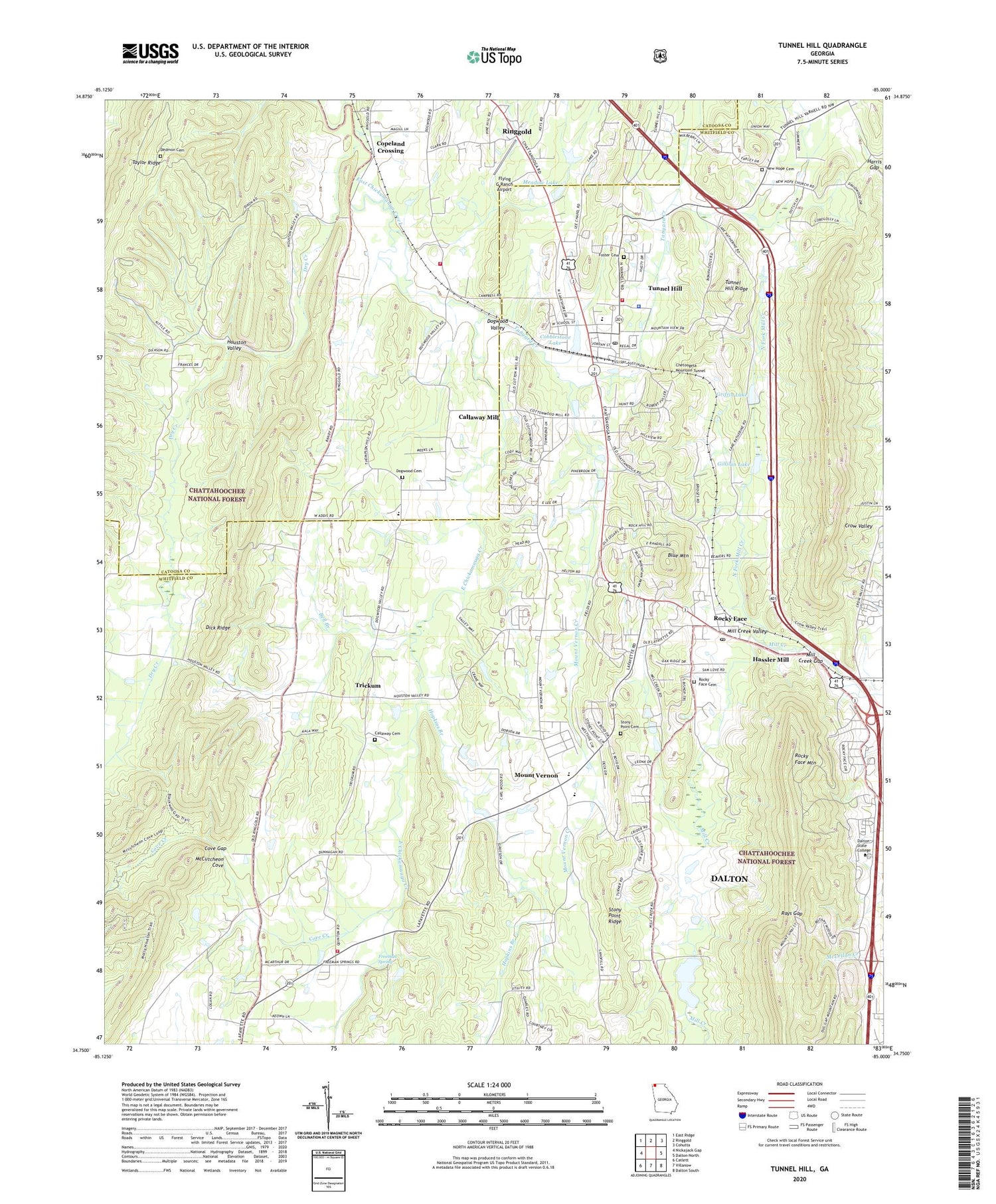 Tunnel Hill Georgia US Topo Map Image