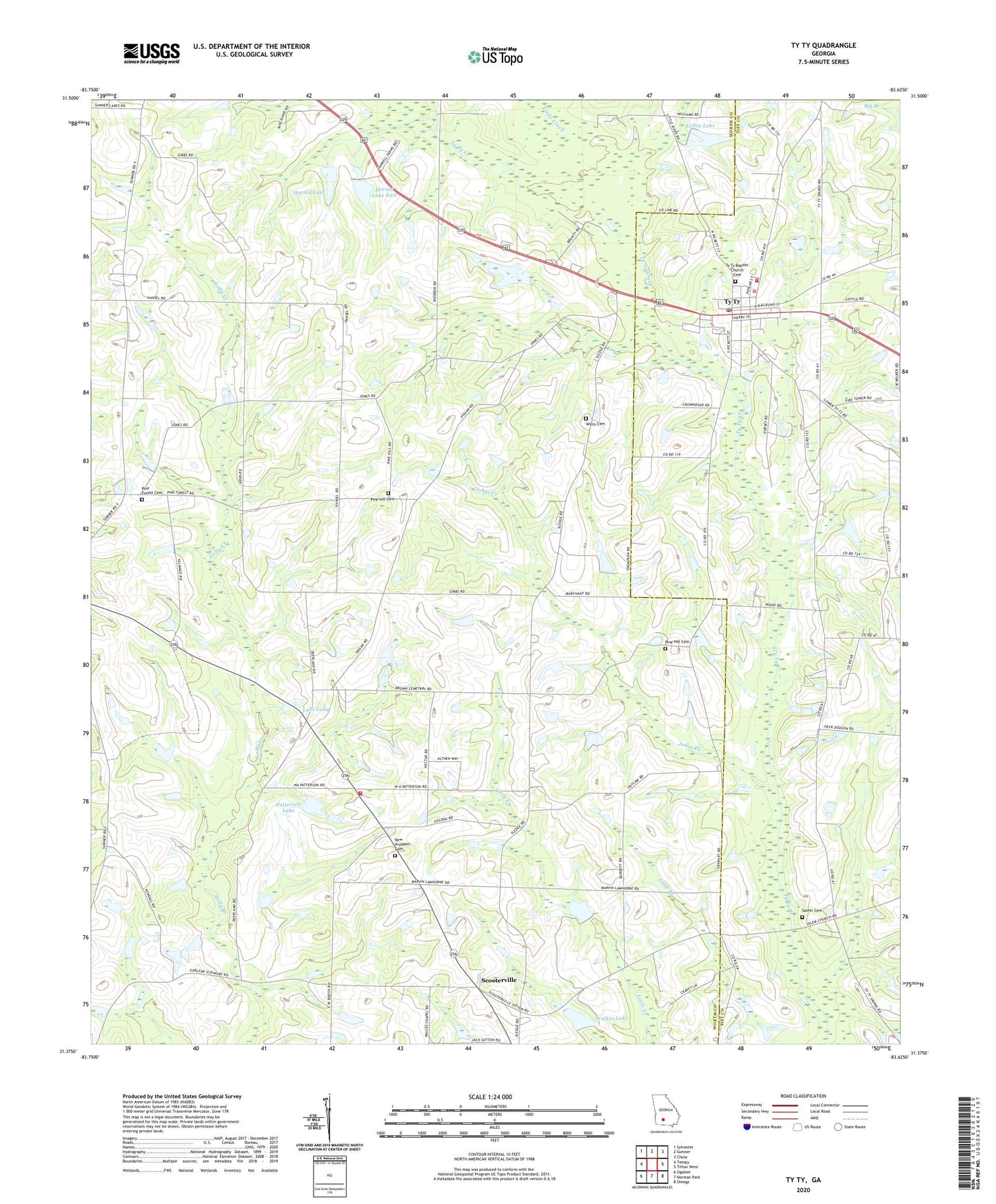 Ty Ty Georgia US Topo Map Image