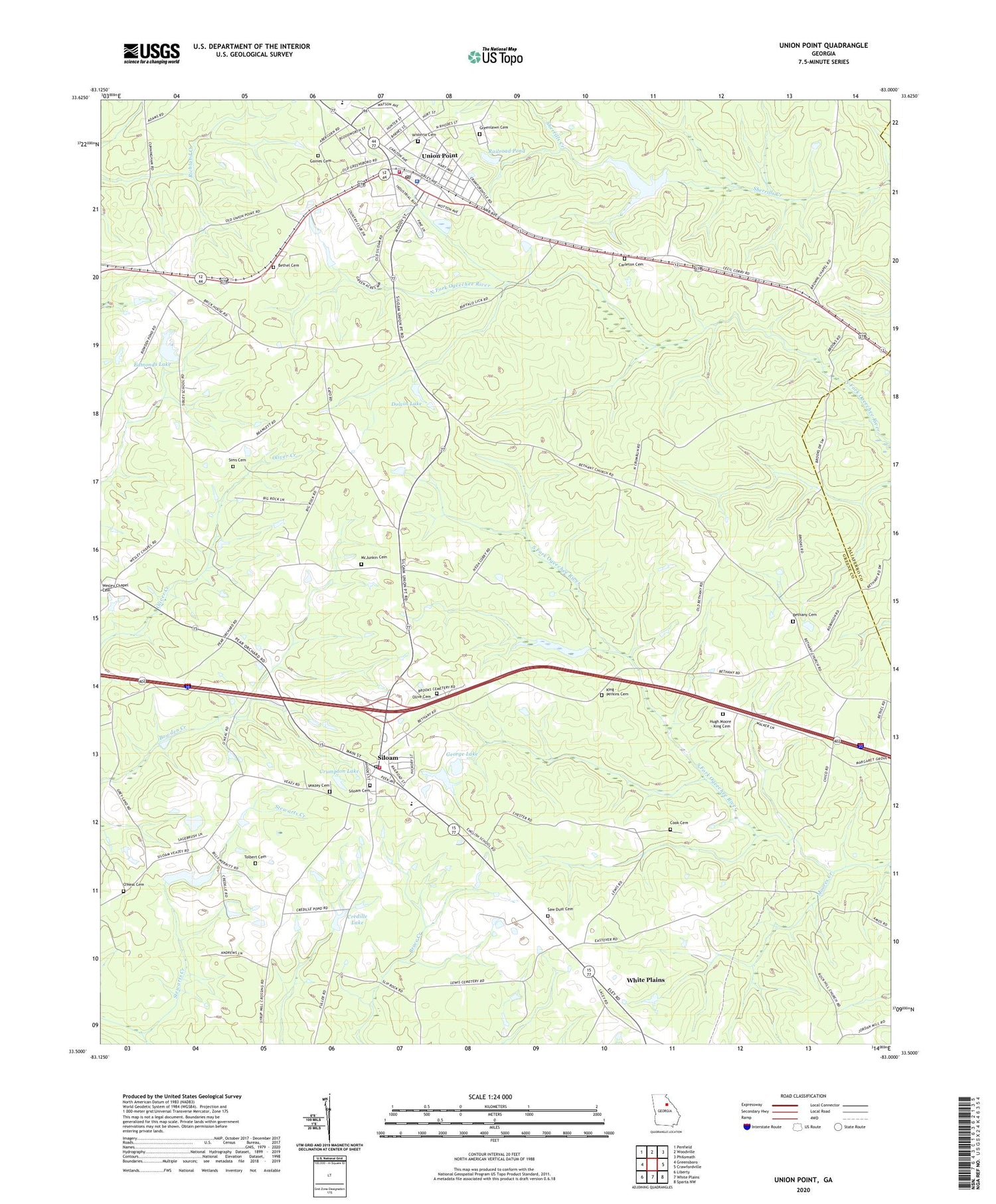 Union Point Georgia US Topo Map Image