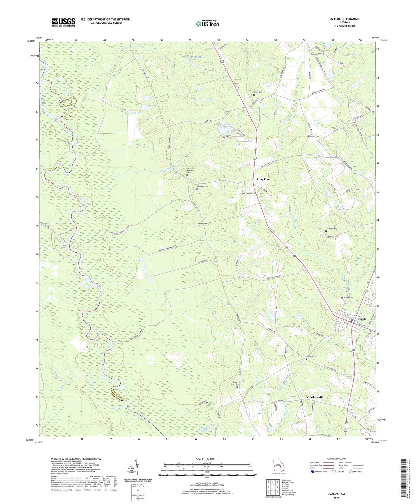 Uvalda Georgia US Topo Map Image
