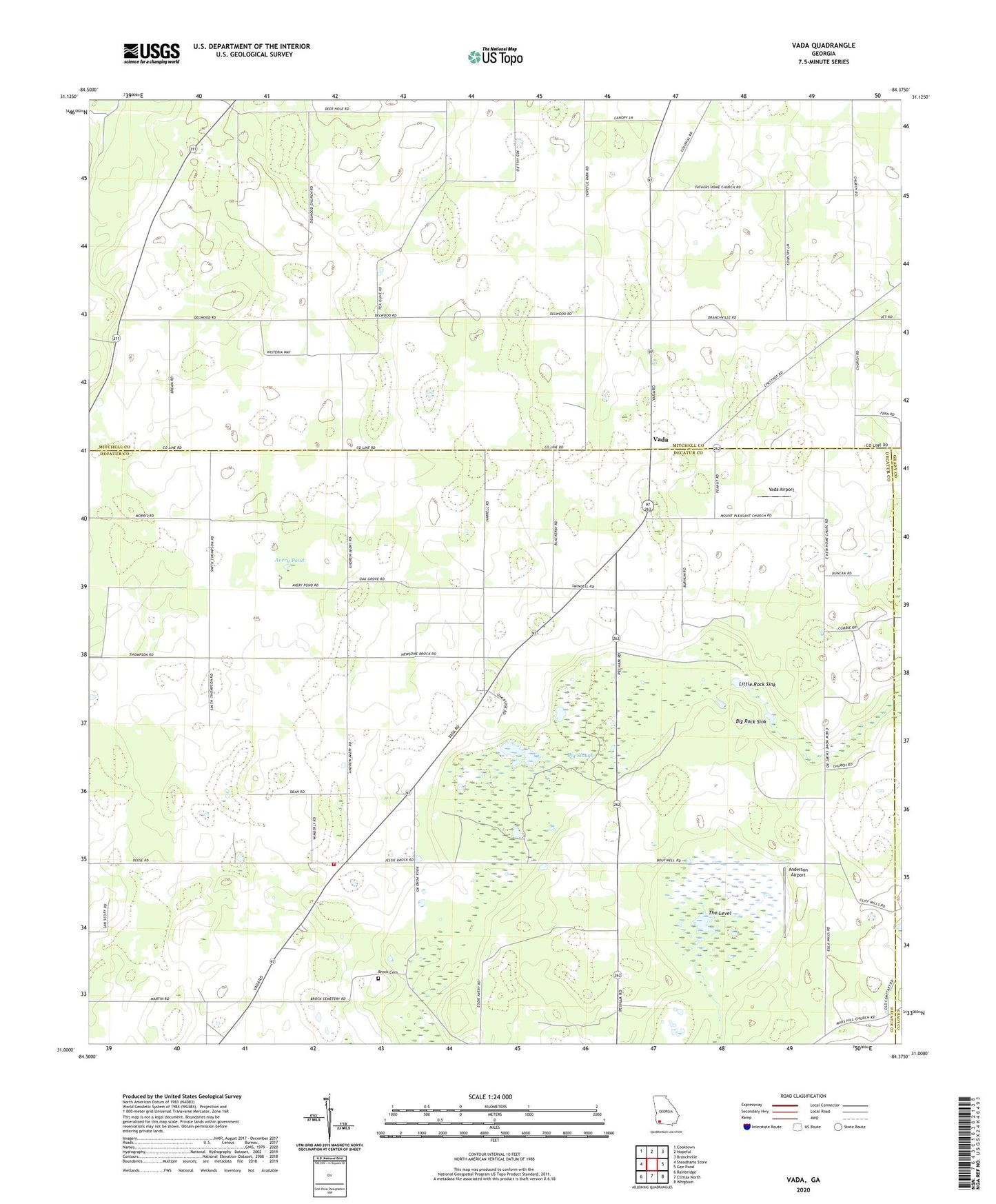 Vada Georgia US Topo Map Image
