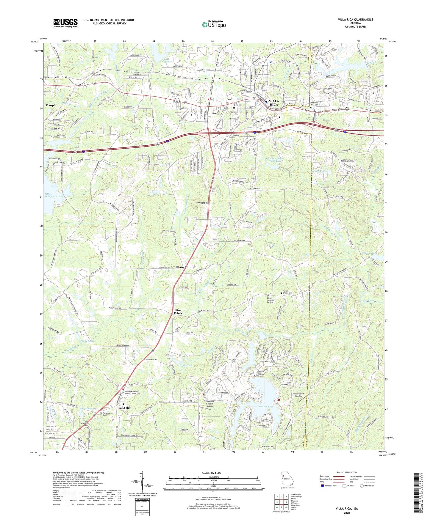 Villa Rica Georgia US Topo Map Image