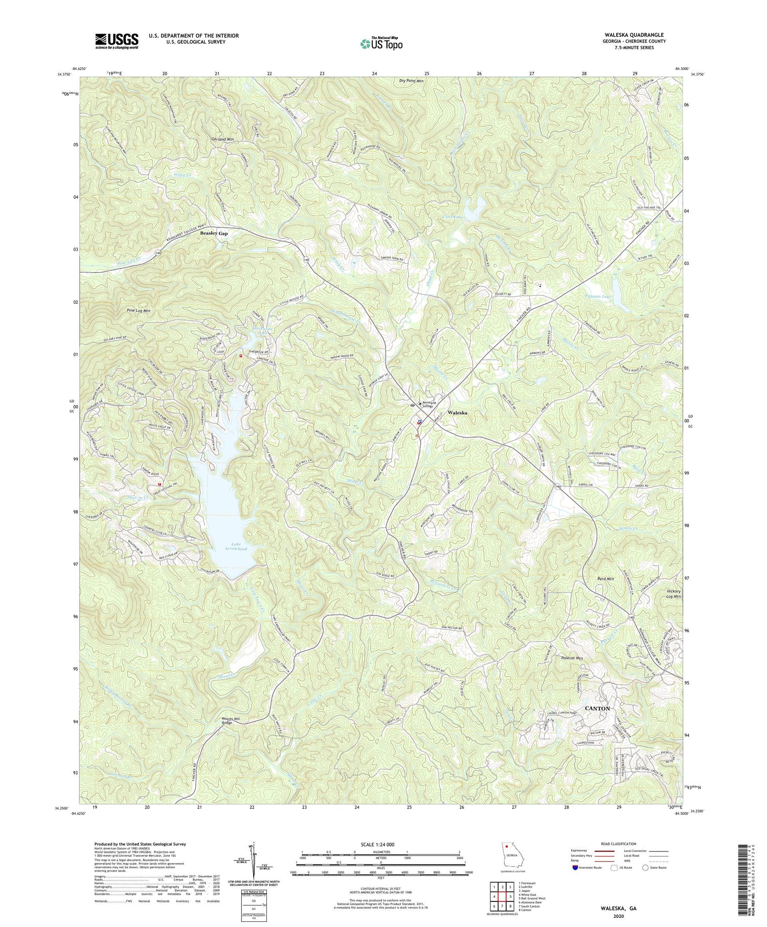 Waleska Georgia US Topo Map Image