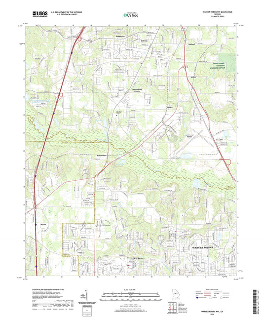 Warner Robins NW Georgia US Topo Map Image