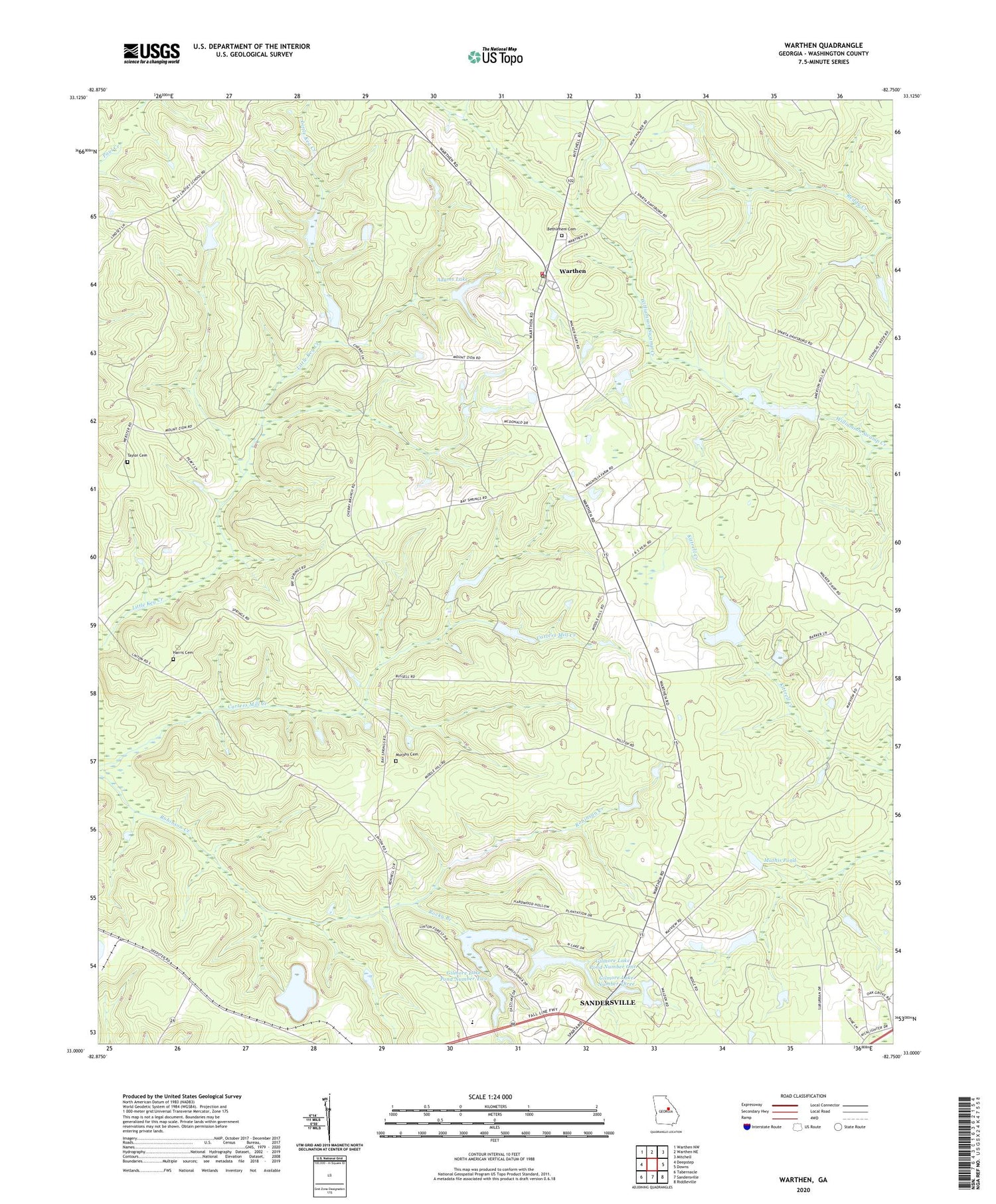 Warthen Georgia US Topo Map Image