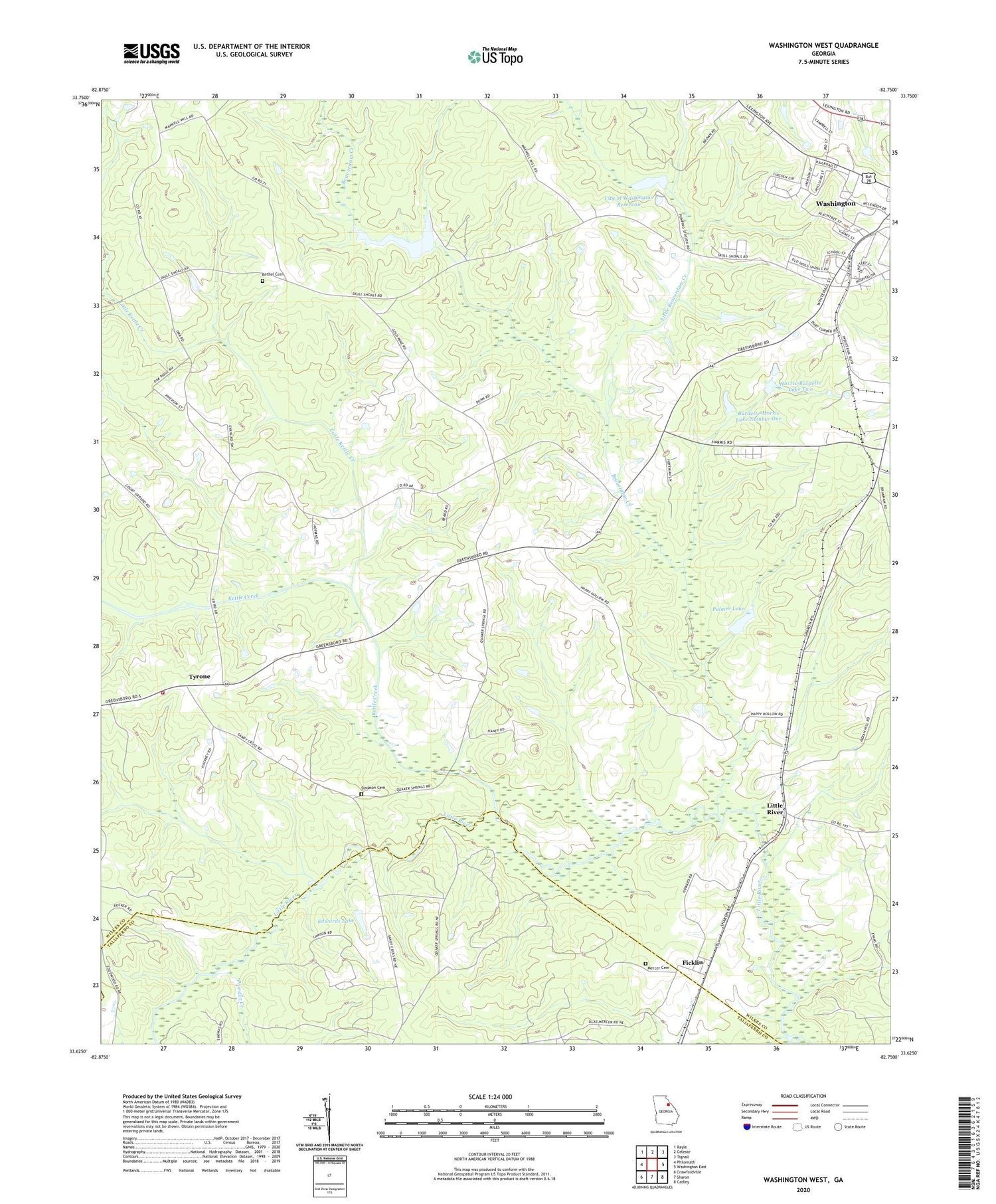 Washington West Georgia US Topo Map Image