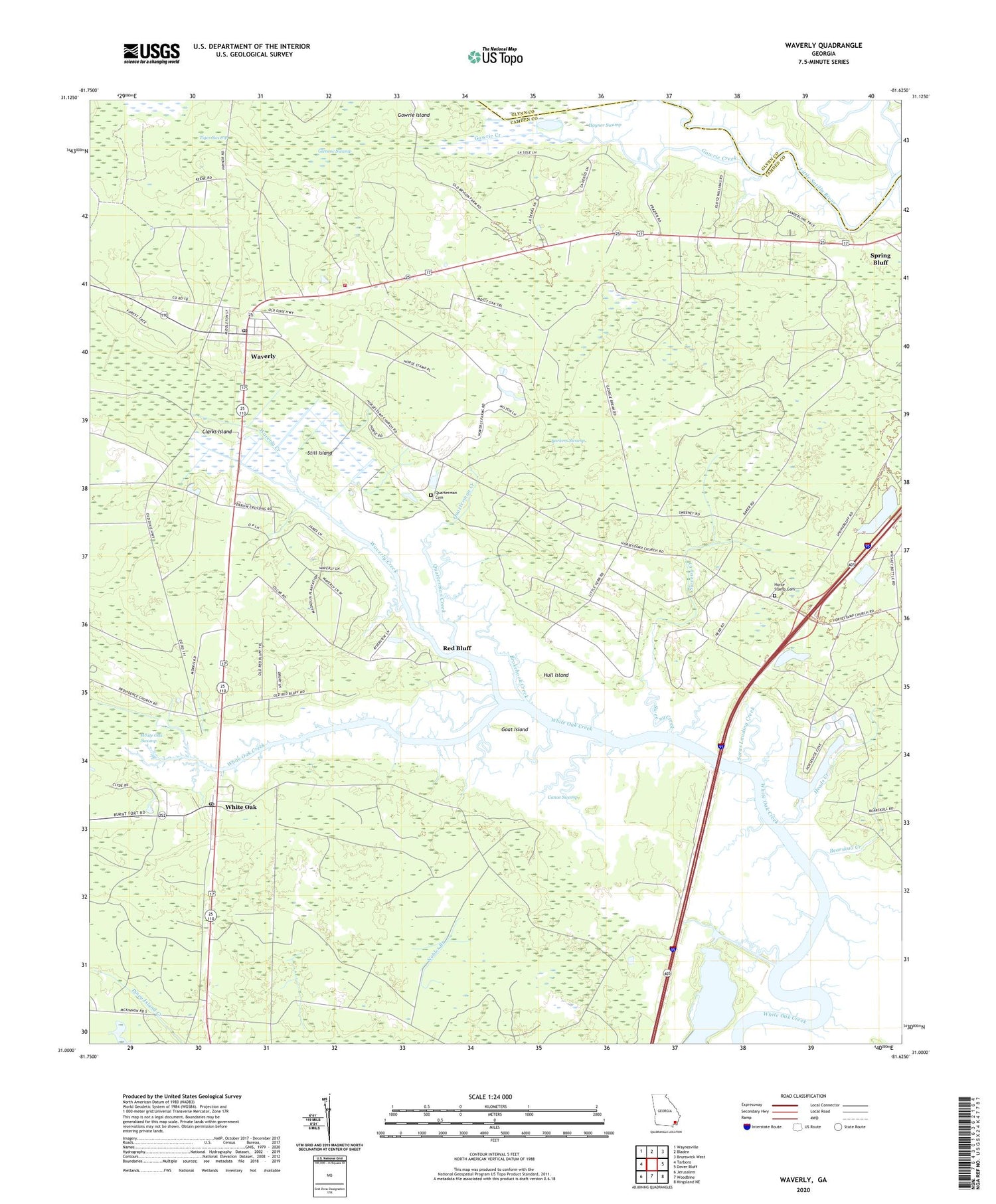 Waverly Georgia US Topo Map Image