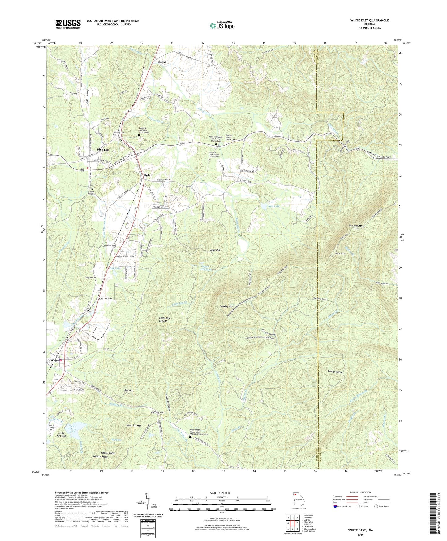 White East Georgia US Topo Map Image