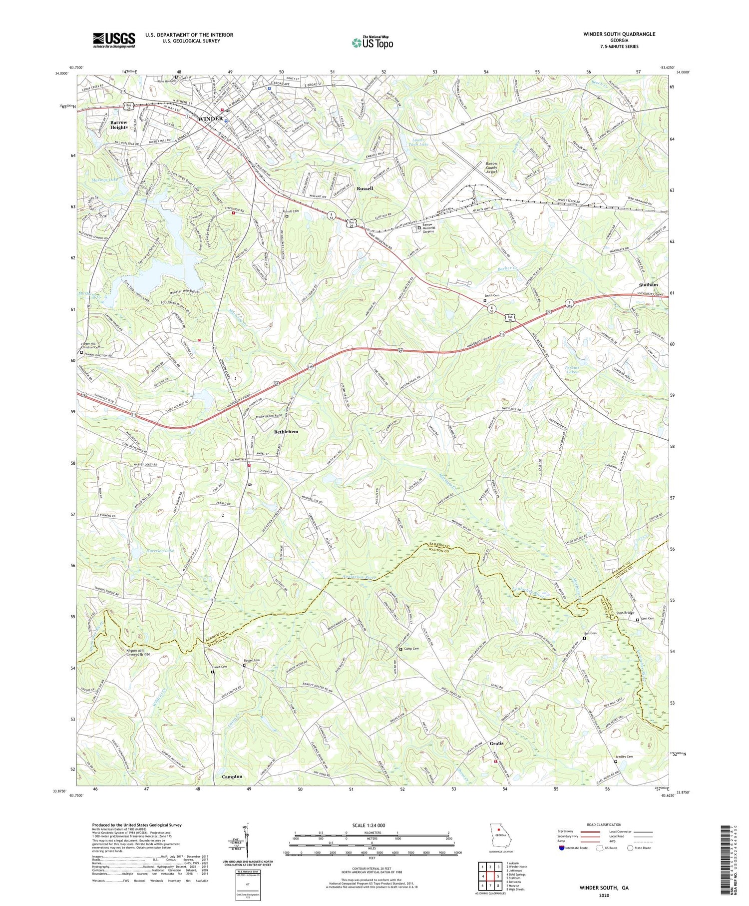 Winder South Georgia US Topo Map Image