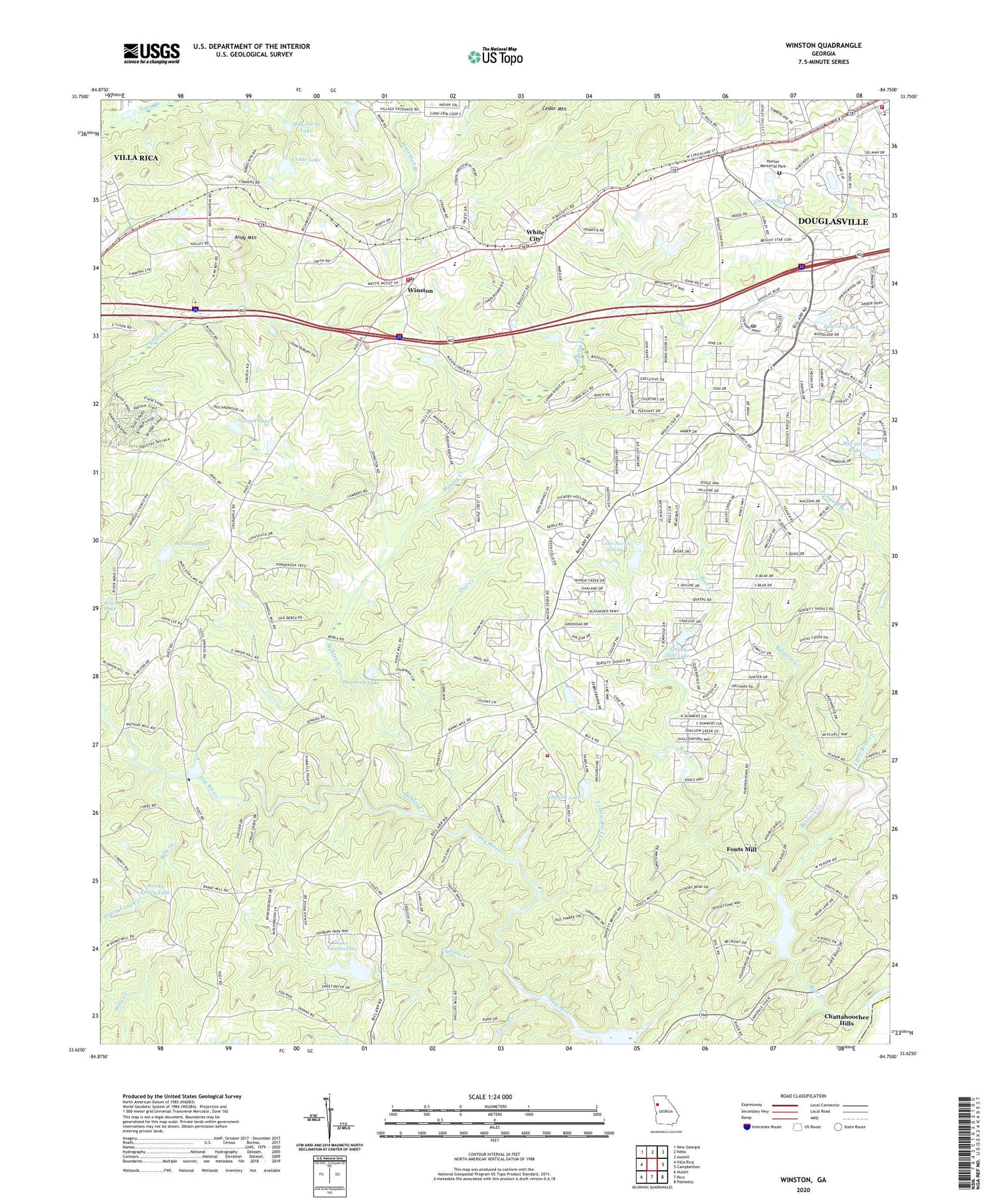 Winston Georgia US Topo Map Image