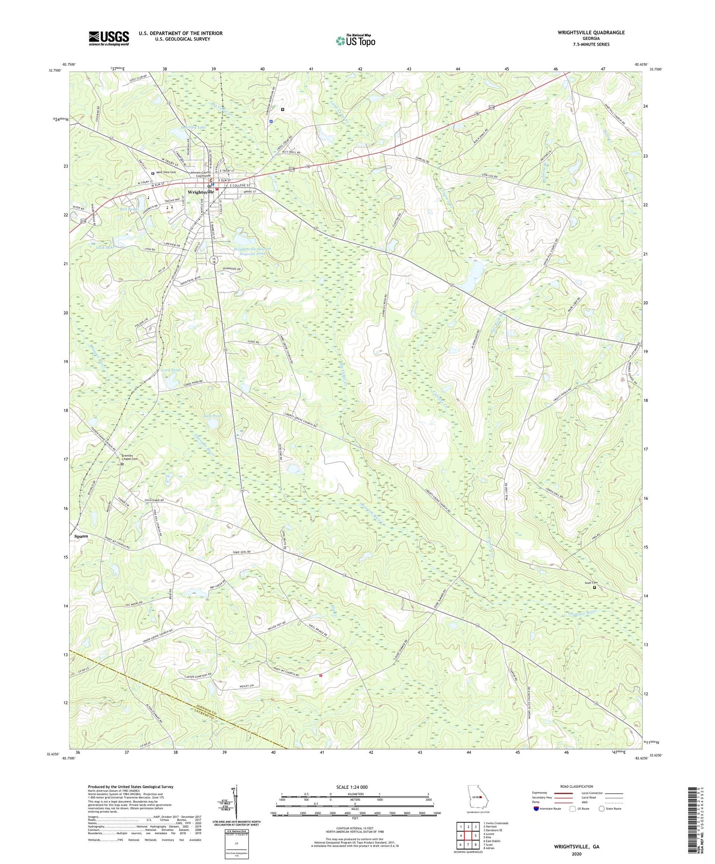 Wrightsville Georgia US Topo Map Image