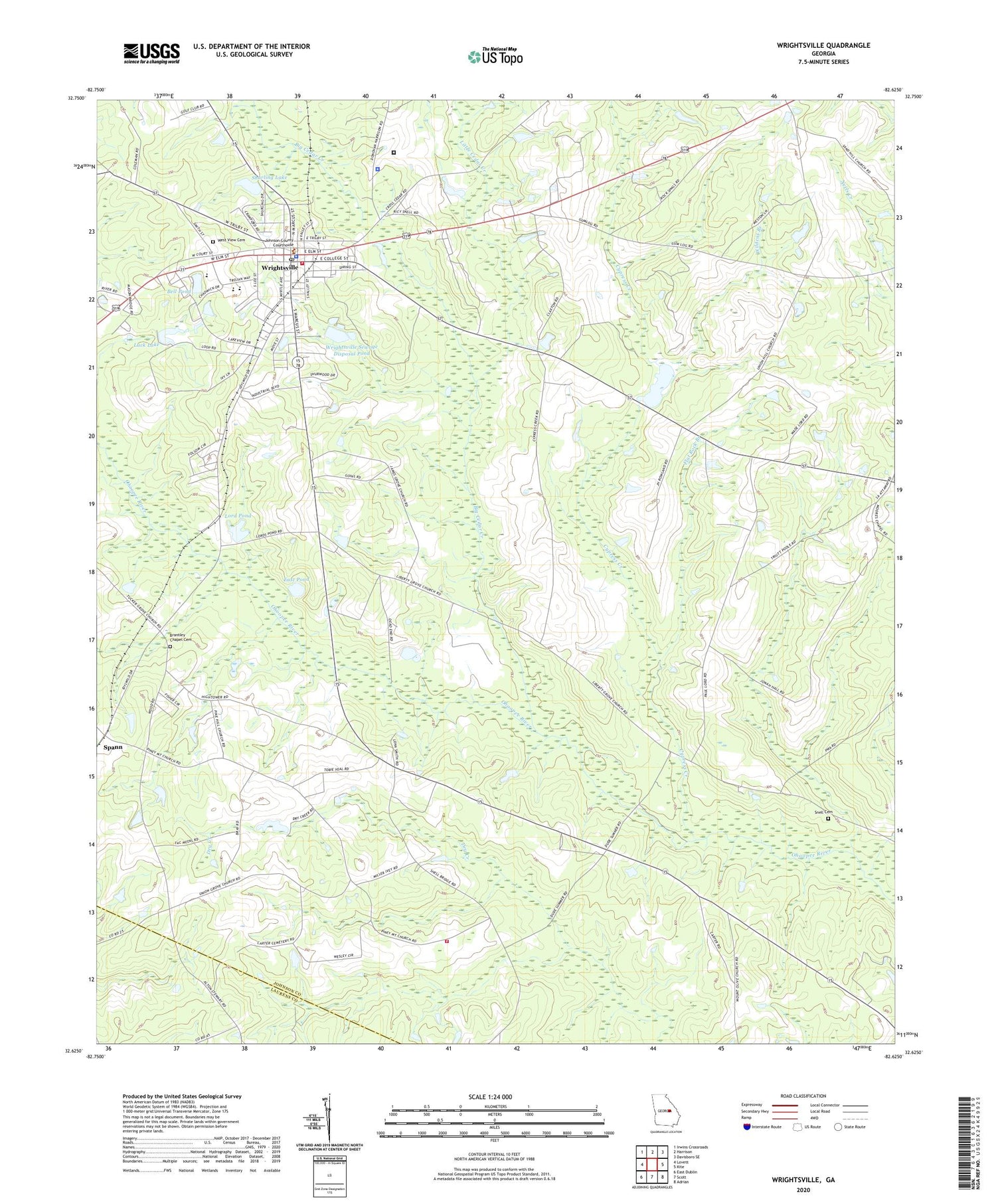 Wrightsville Georgia US Topo Map Image