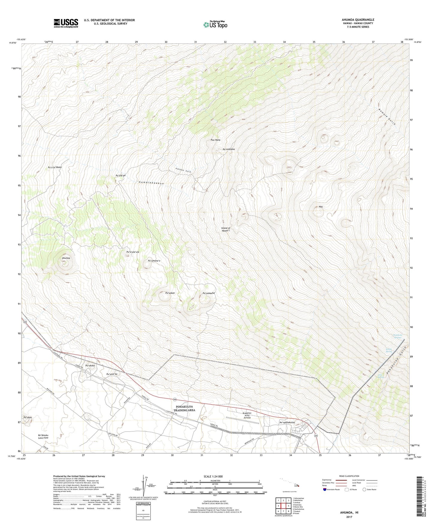 Ahumoa Hawaii US Topo Map Image