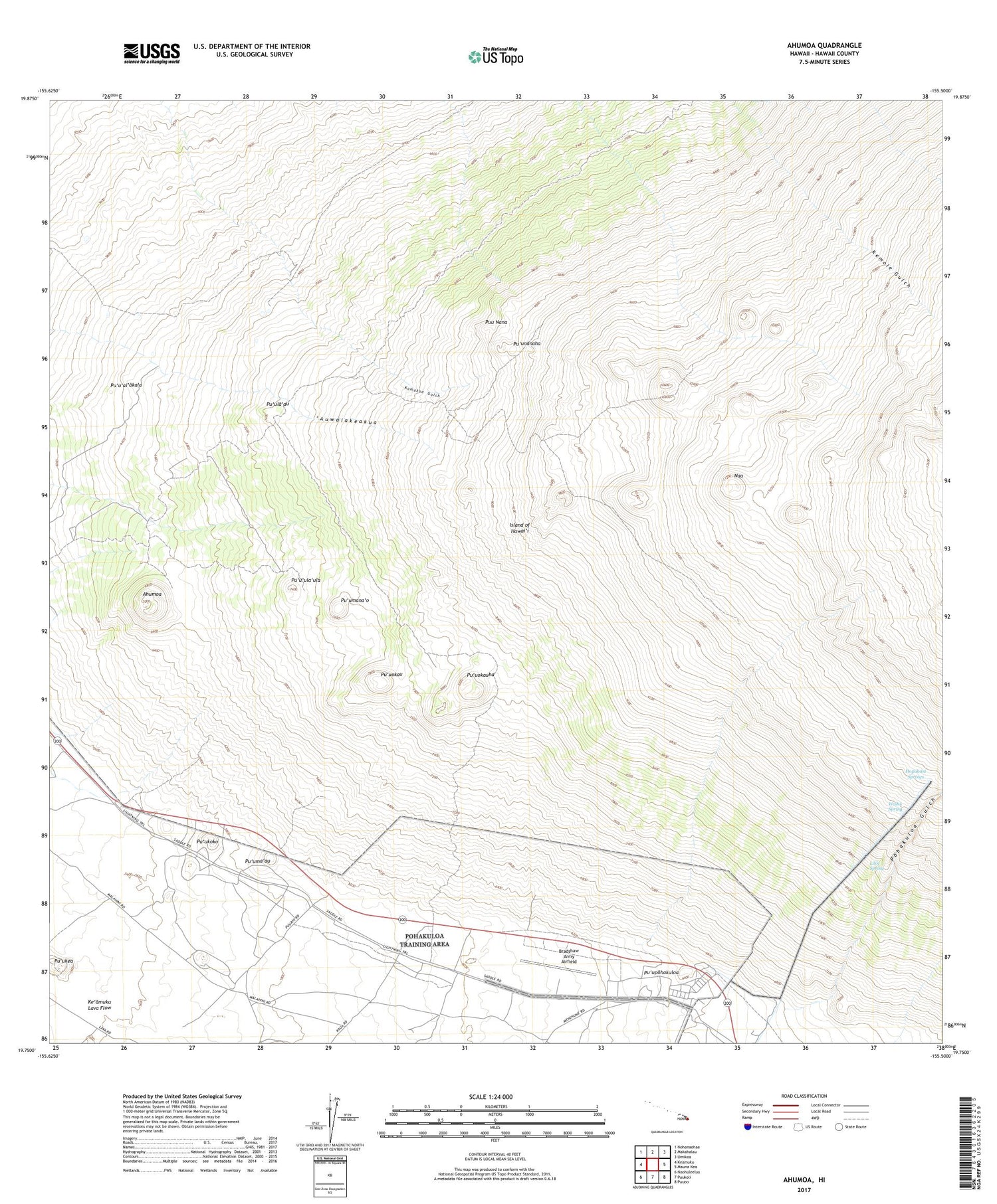 Ahumoa Hawaii US Topo Map Image