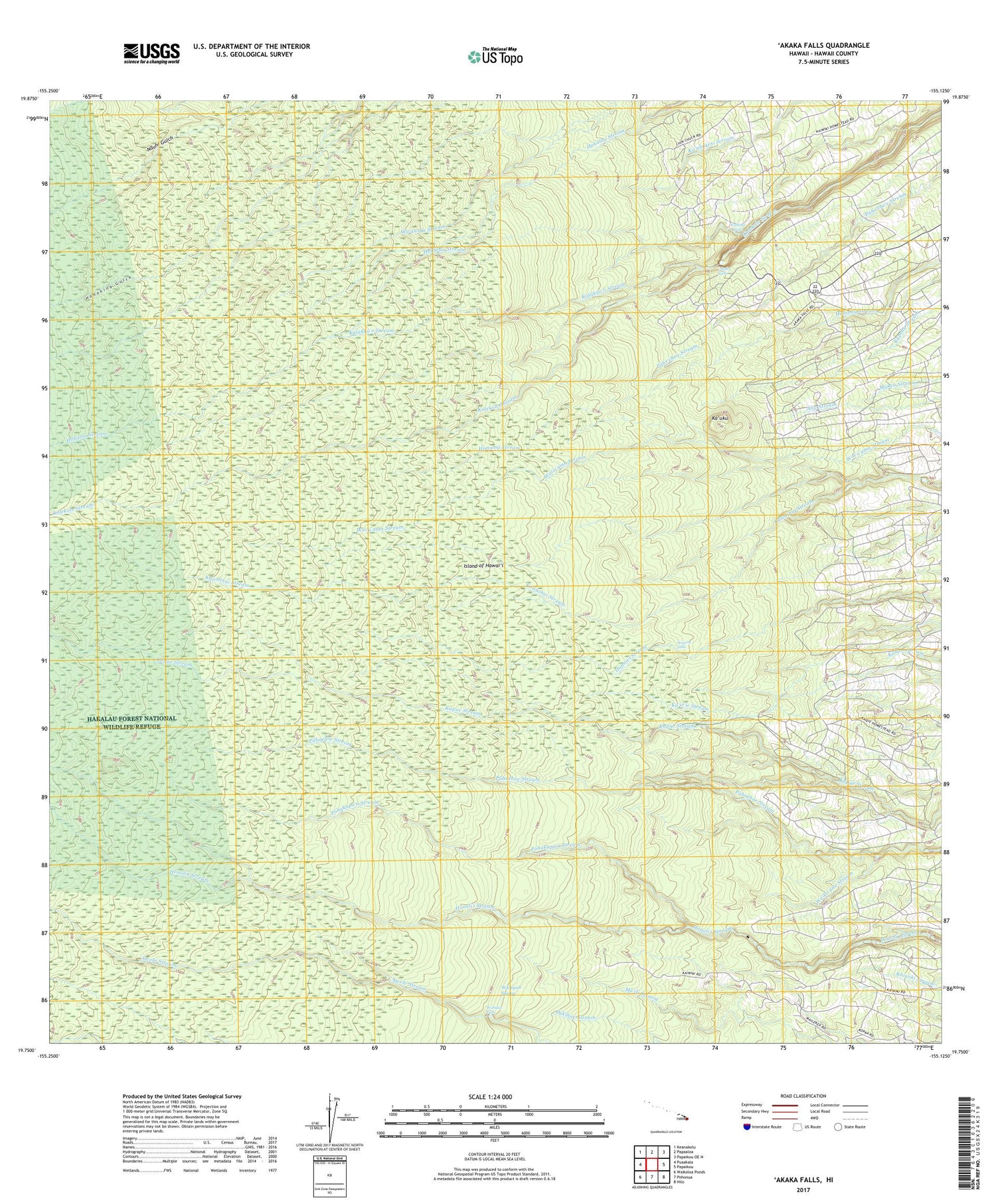 Akaka Falls Hawaii US Topo Map Image