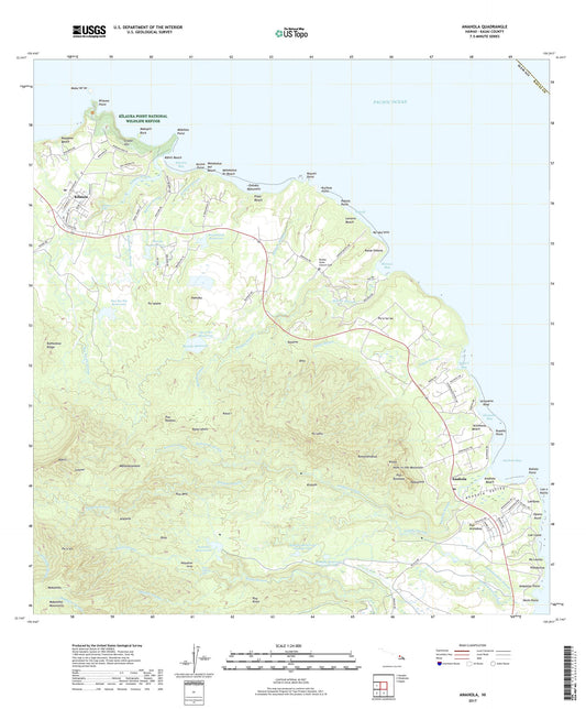 Anahola Hawaii US Topo Map Image