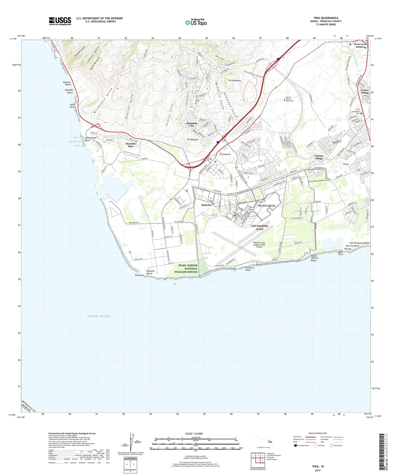 Ewa Hawaii US Topo Map Image
