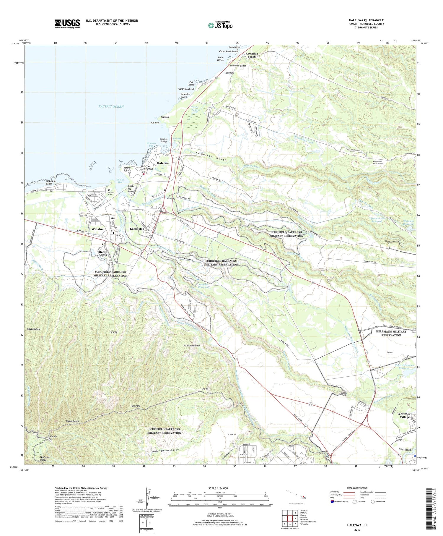 Haleiwa Hawaii US Topo Map Image