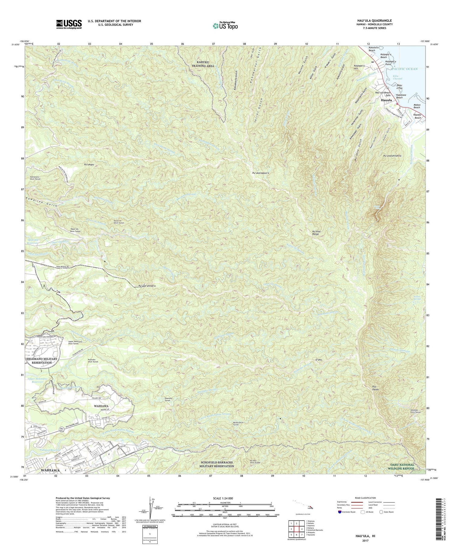 Hauula Hawaii US Topo Map Image