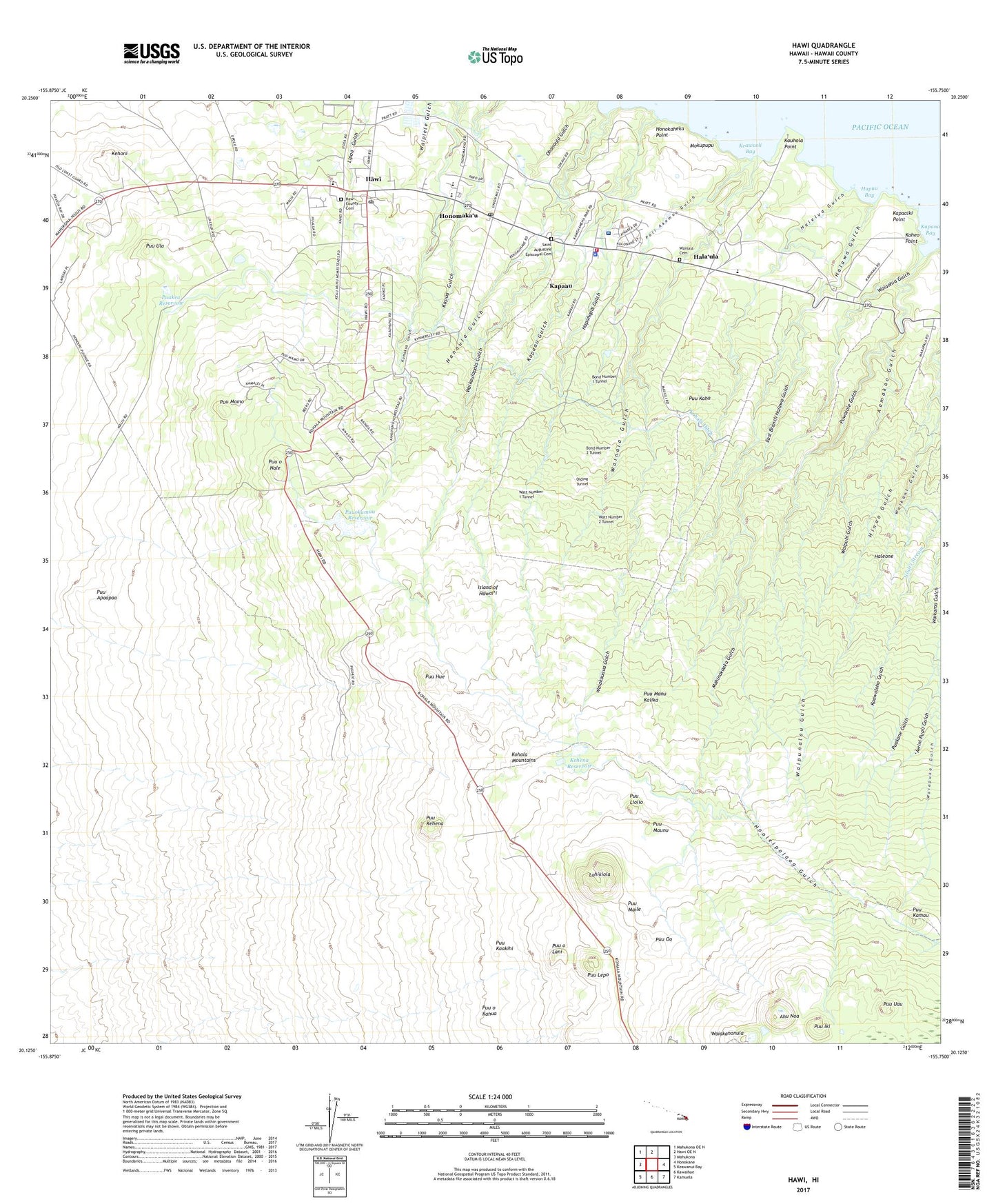 Hawi Hawaii US Topo Map Image
