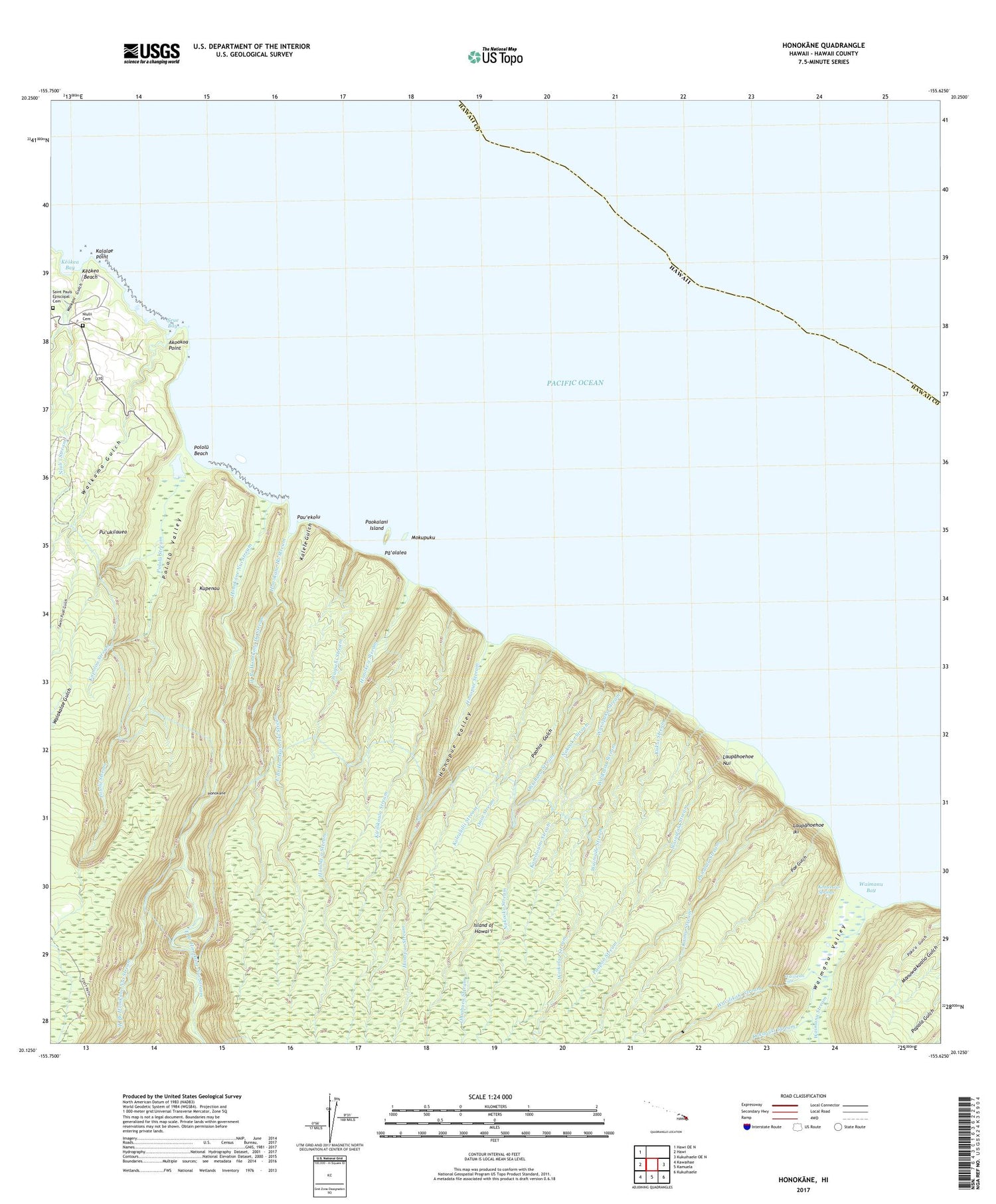 Honokane Hawaii US Topo Map Image