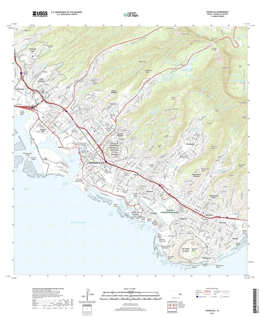 Honolulu Hawaii US Topo Map Image