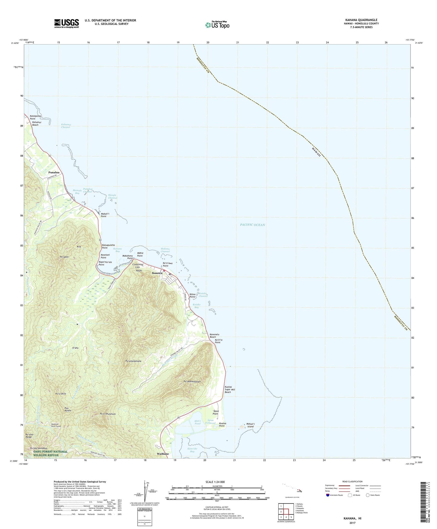 Kahana Hawaii US Topo Map Image
