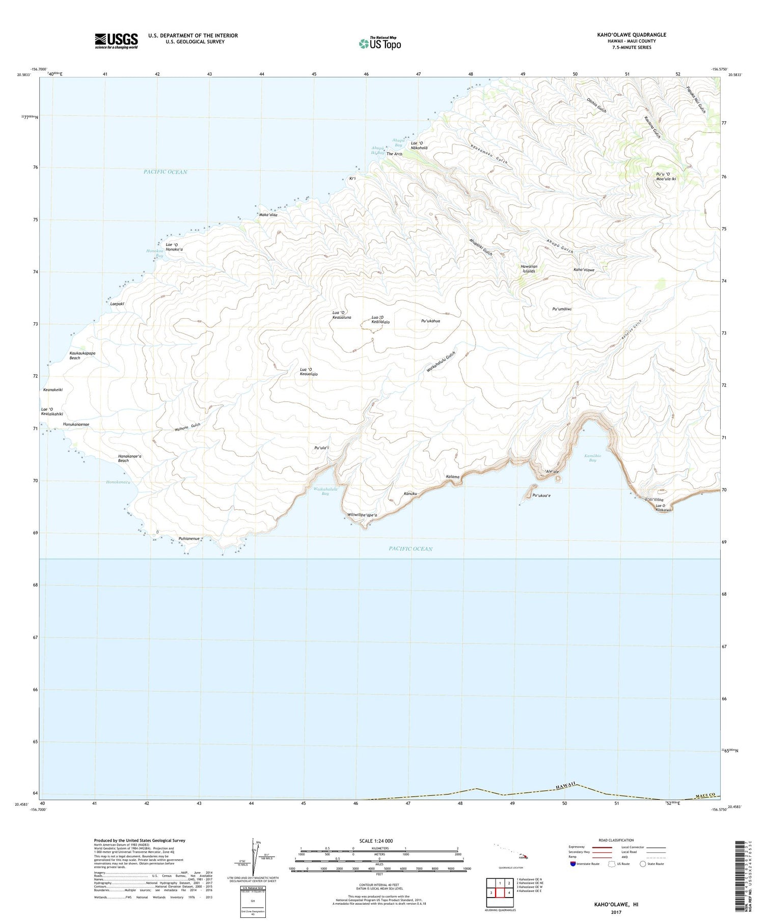 Kahoolawe Hawaii US Topo Map Image