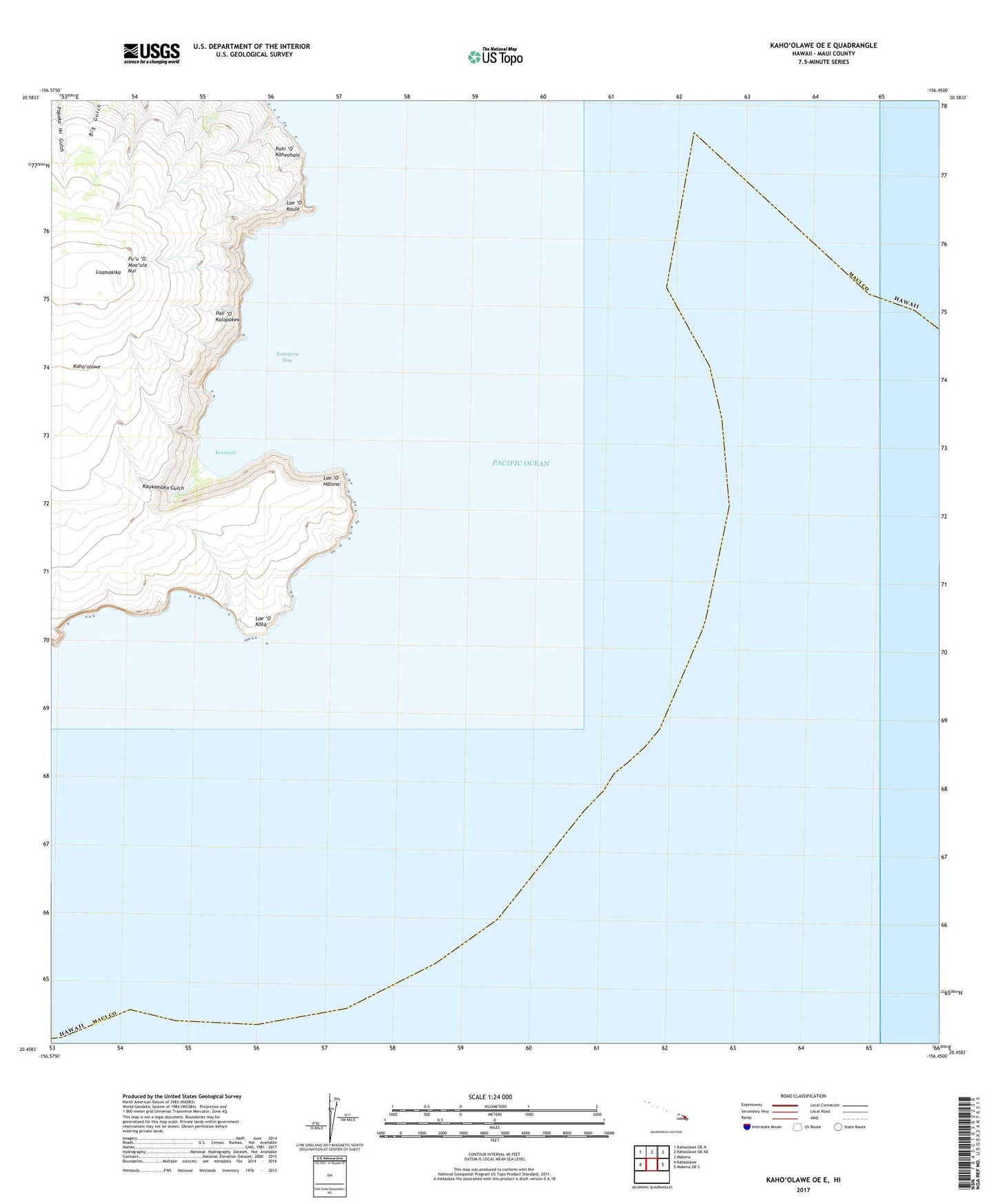 Kahoolawe OE E Hawaii US Topo Map Image
