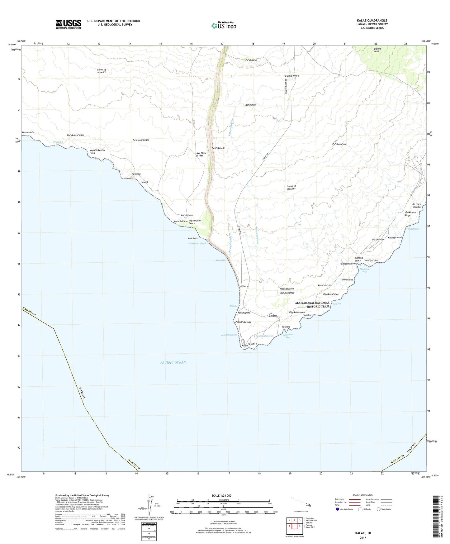 Kalae Hawaii US Topo Map Image