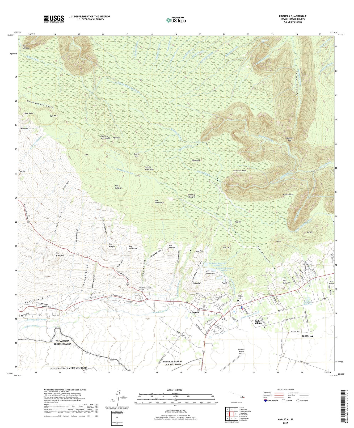 Kamuela Hawaii US Topo Map Image