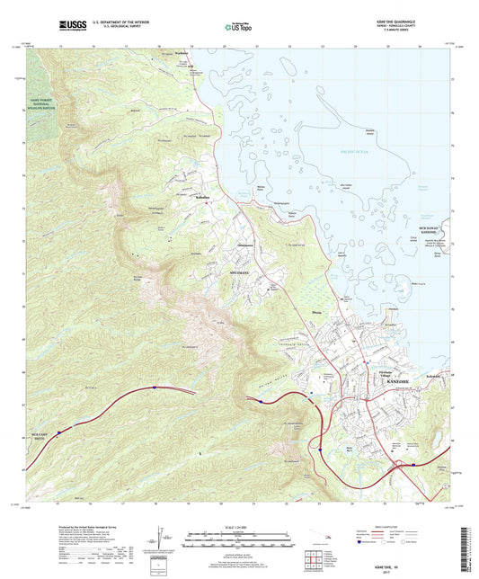 Kaneohe Hawaii US Topo Map Image