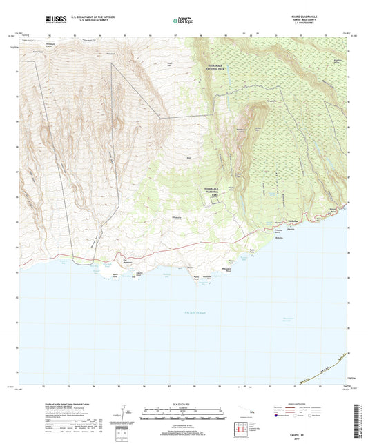 Kaupo Hawaii US Topo Map Image