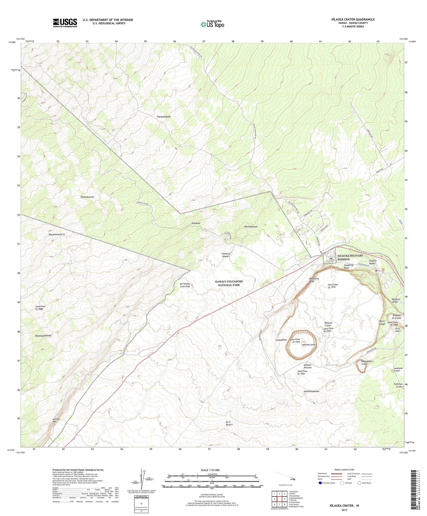 Kilauea Crater Hawaii US Topo Map Image