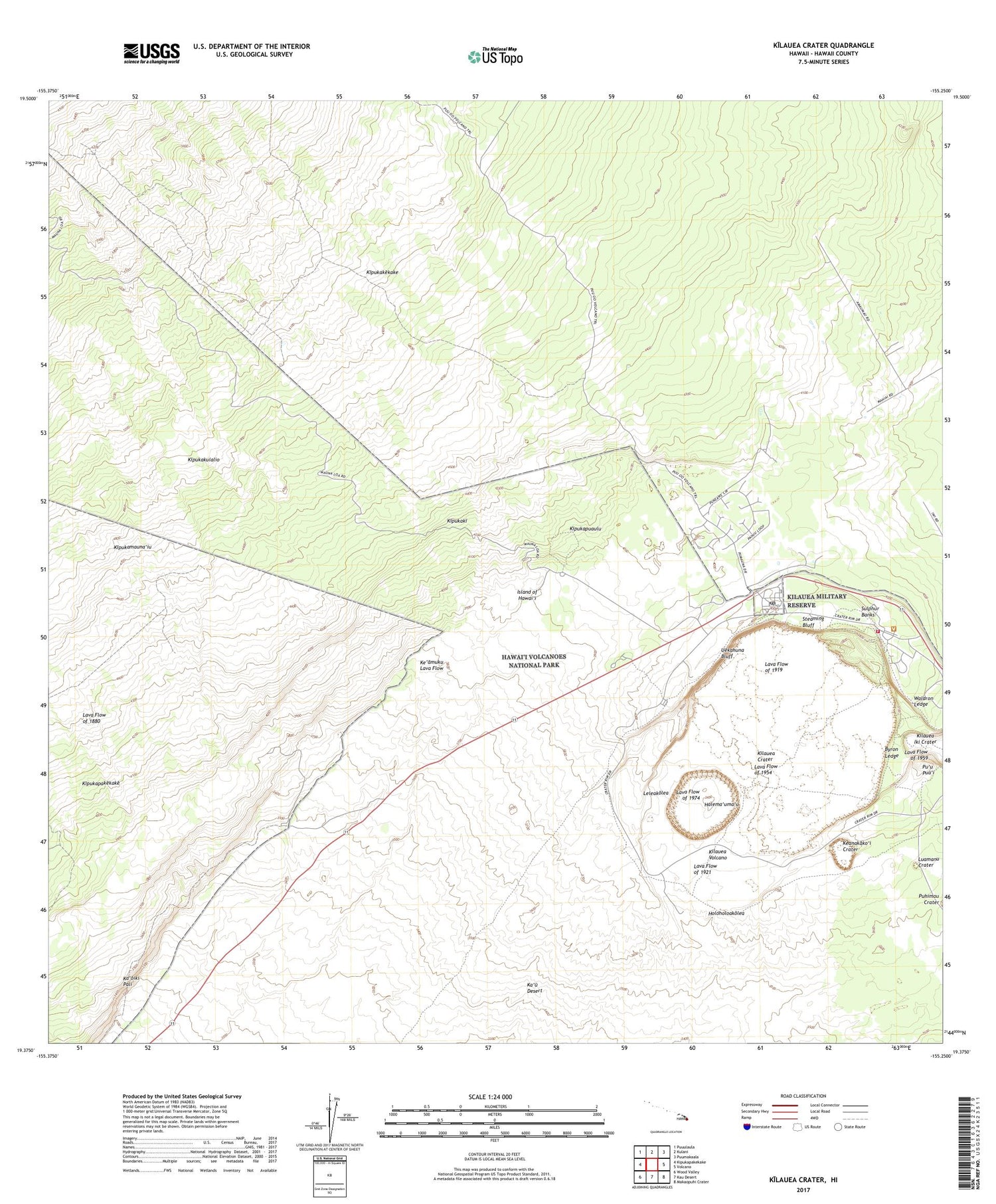 Kilauea Crater Hawaii US Topo Map Image