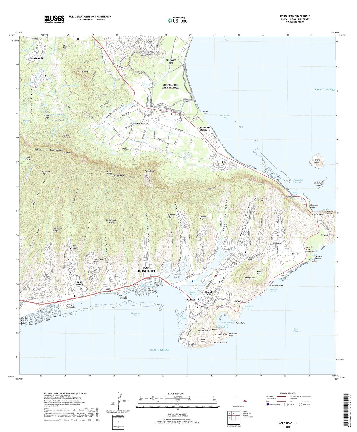 Koko Head Hawaii US Topo Map Image