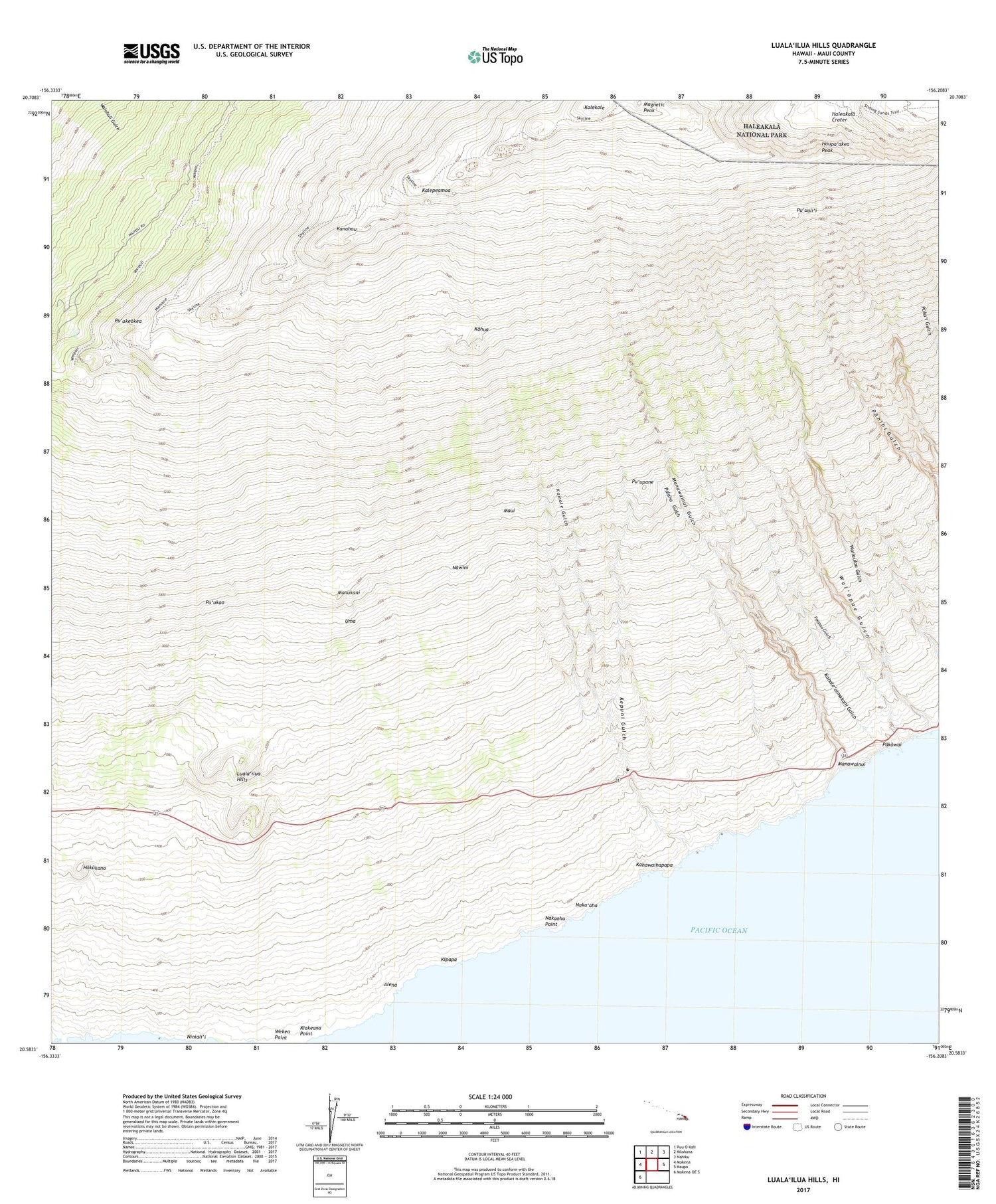 Lualailua Hills Hawaii US Topo Map Image