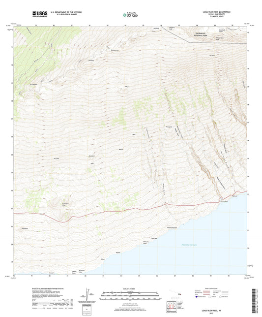 Lualailua Hills Hawaii US Topo Map Image