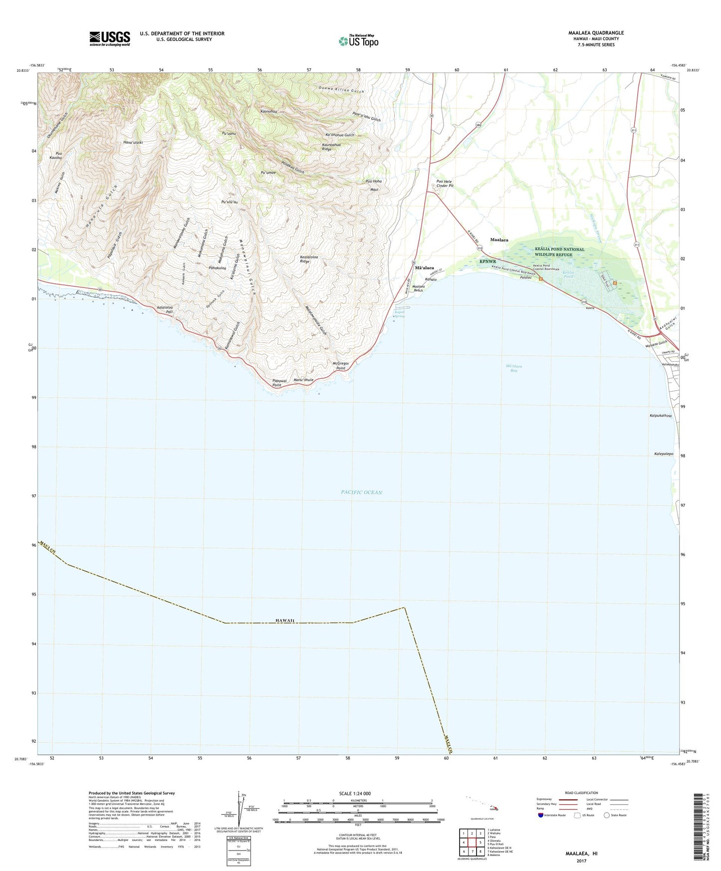 Maalaea Hawaii US Topo Map Image