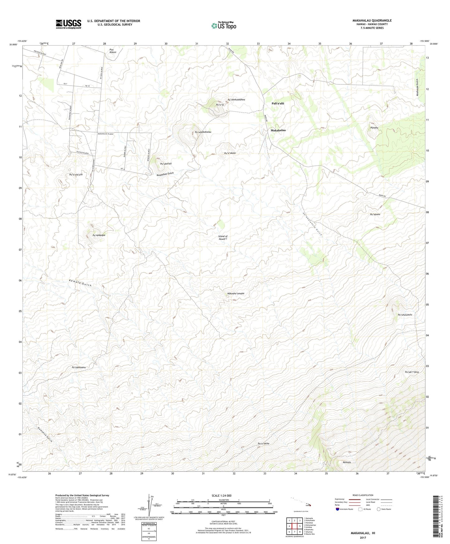 Makahalau Hawaii US Topo Map Image