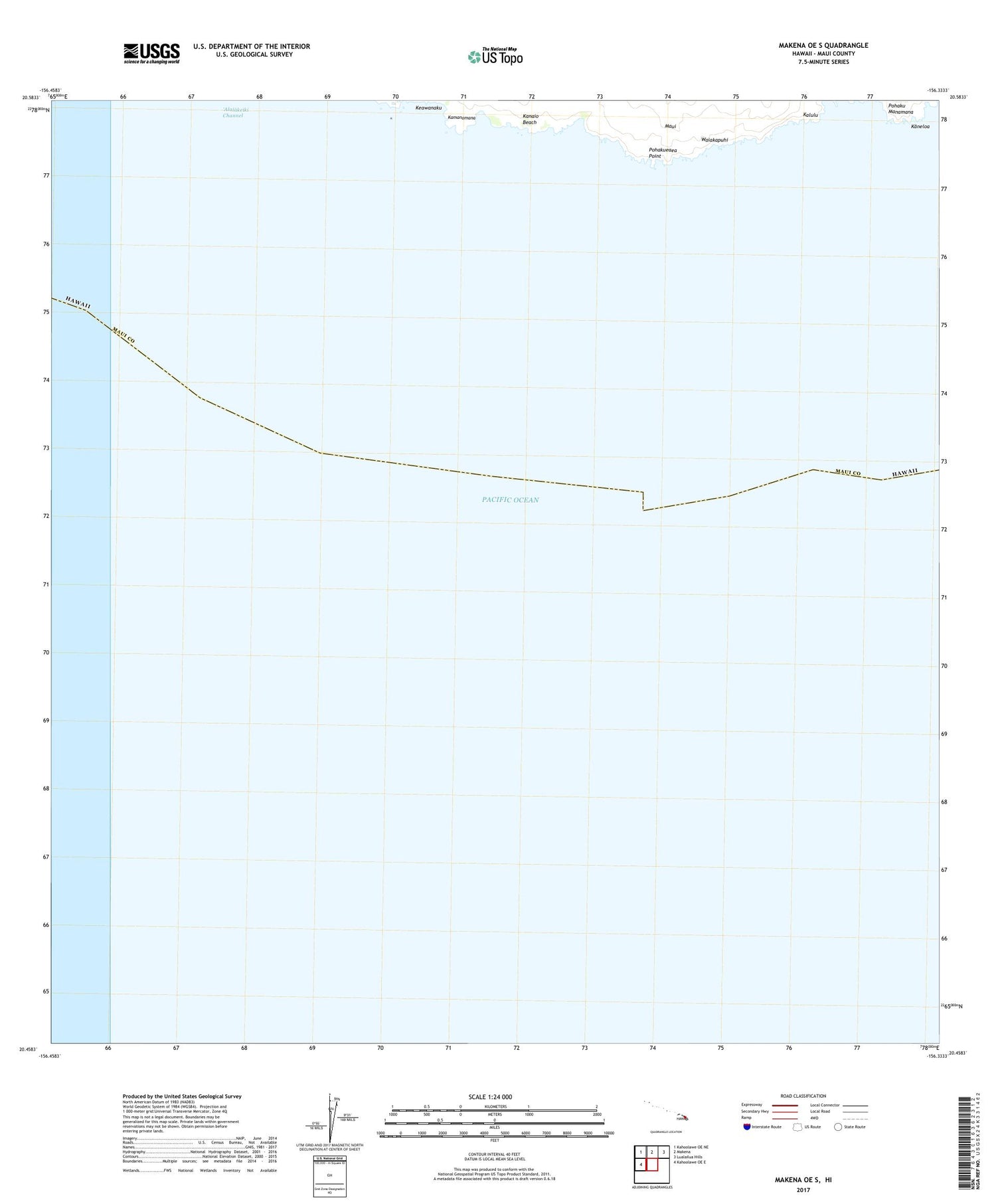 Makena OE S Hawaii US Topo Map Image