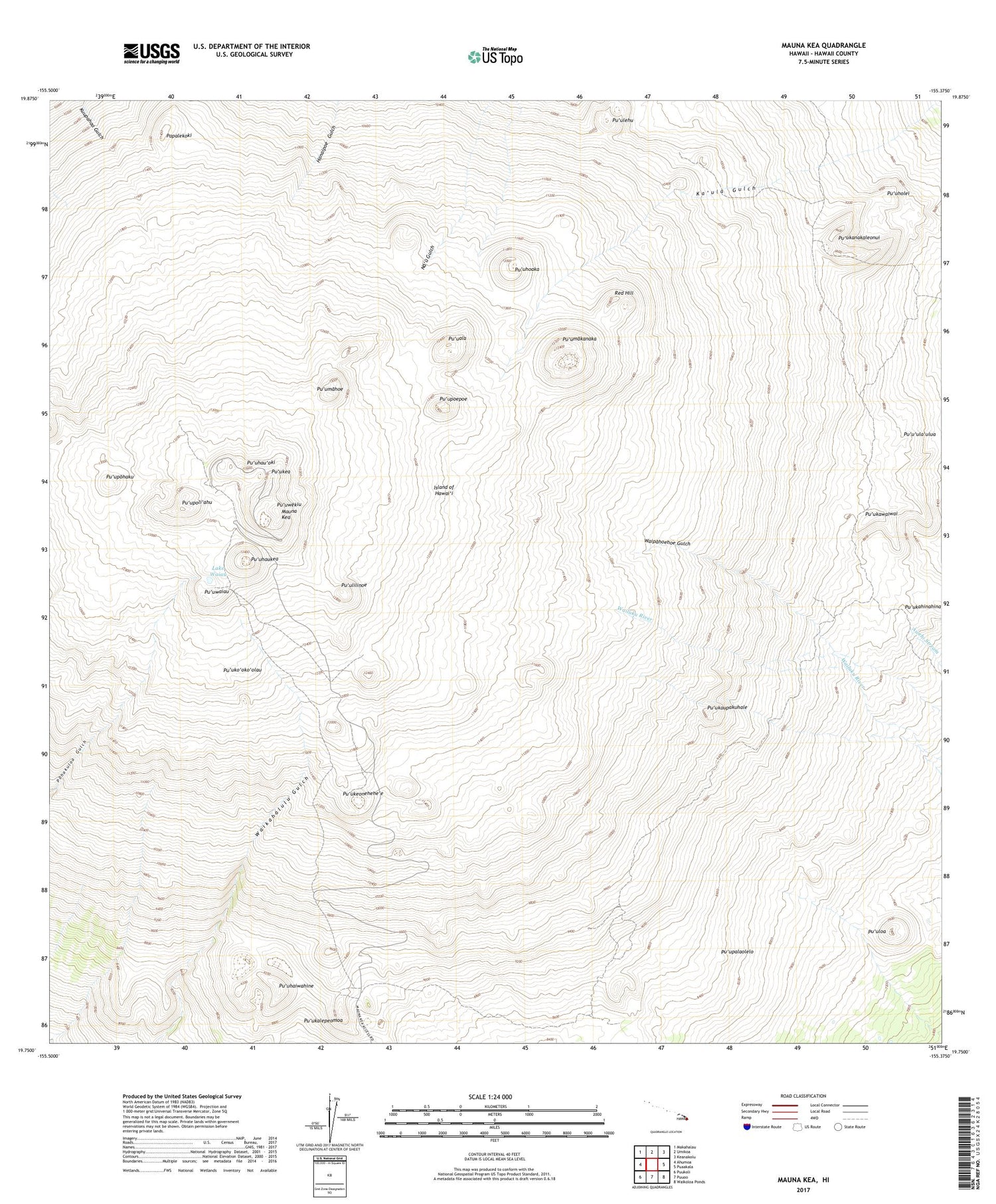 Mauna Kea Hawaii US Topo Map Image