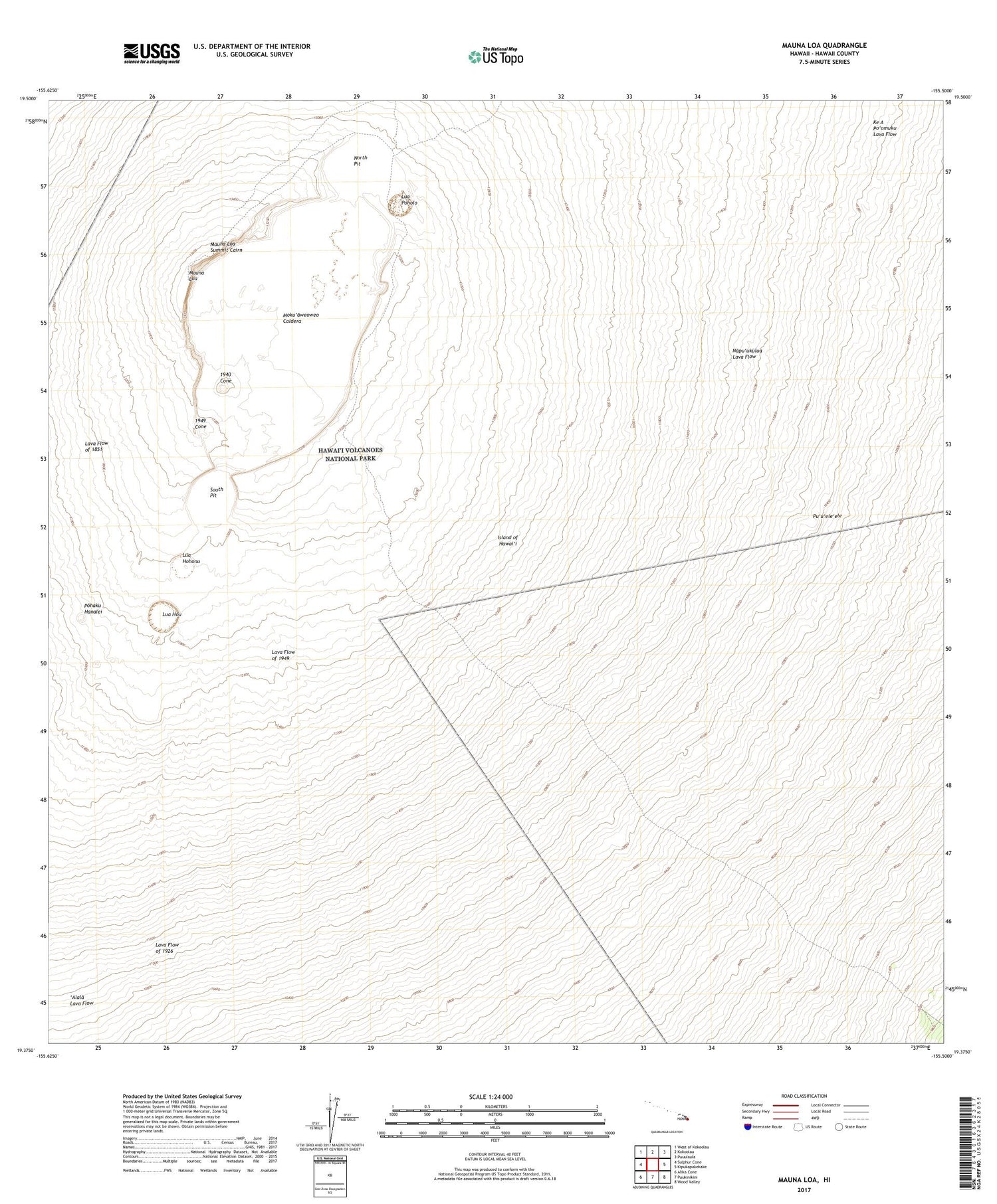 Mauna Loa Hawaii US Topo Map Image