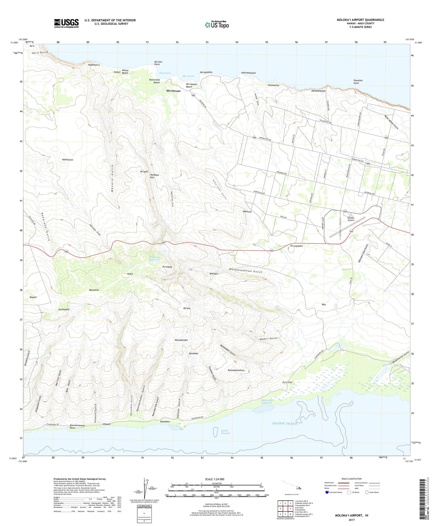 Molokai Airport Hawaii US Topo Map Image
