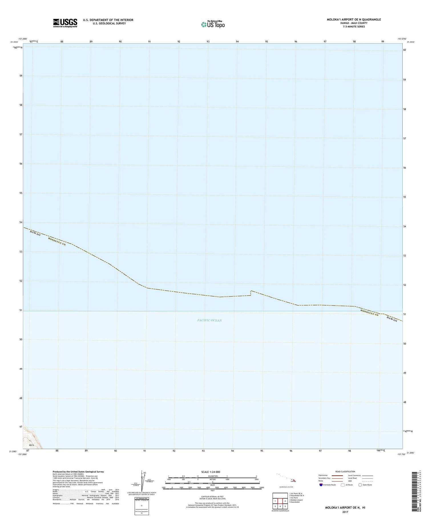 Molokai Airport OE N Hawaii US Topo Map Image